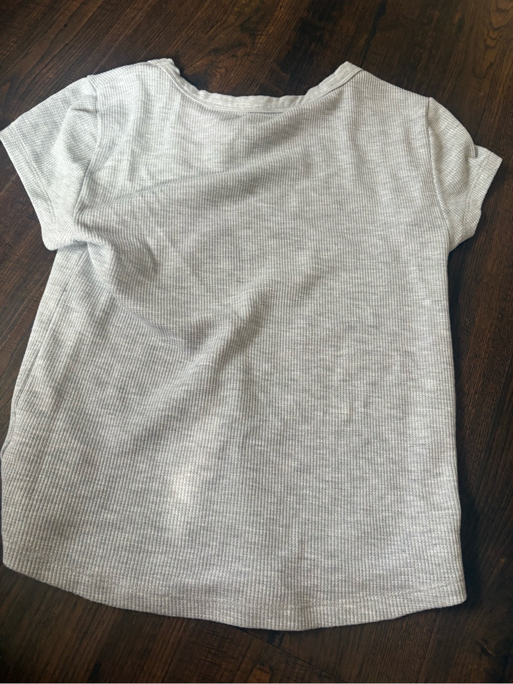 American Eagle Outfitters Light Gray Ribbed Short Sleeve Tee